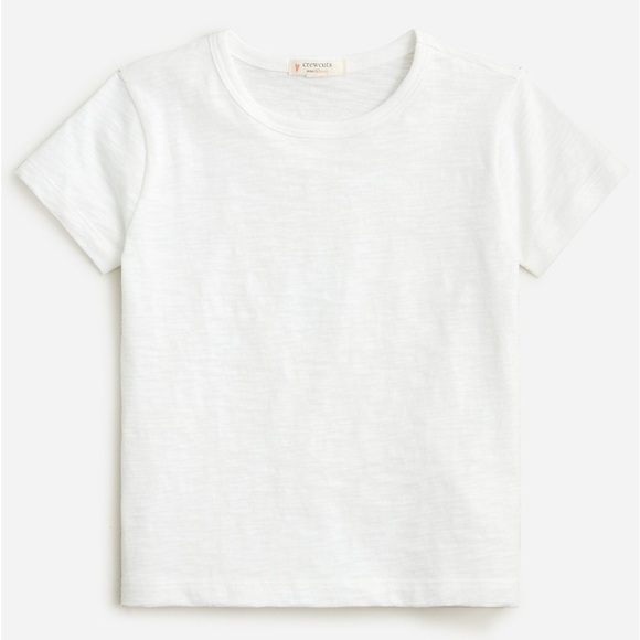 J Crew NWT Girls' short-sleeve cropped T-shirt BO099 white - Picture 1 of 3